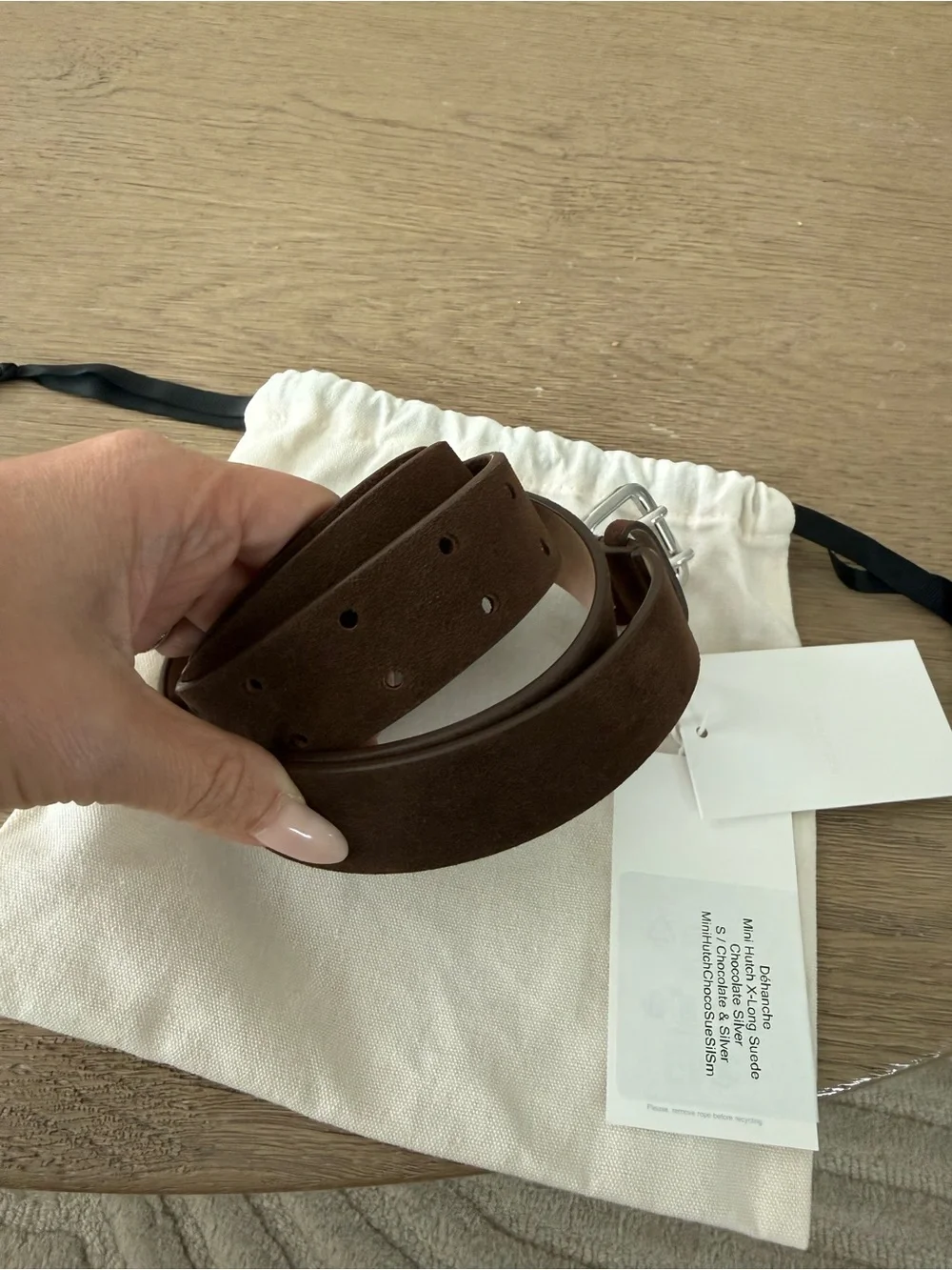 Dehanche mini hutch x-long suede chocolate silver belt Small